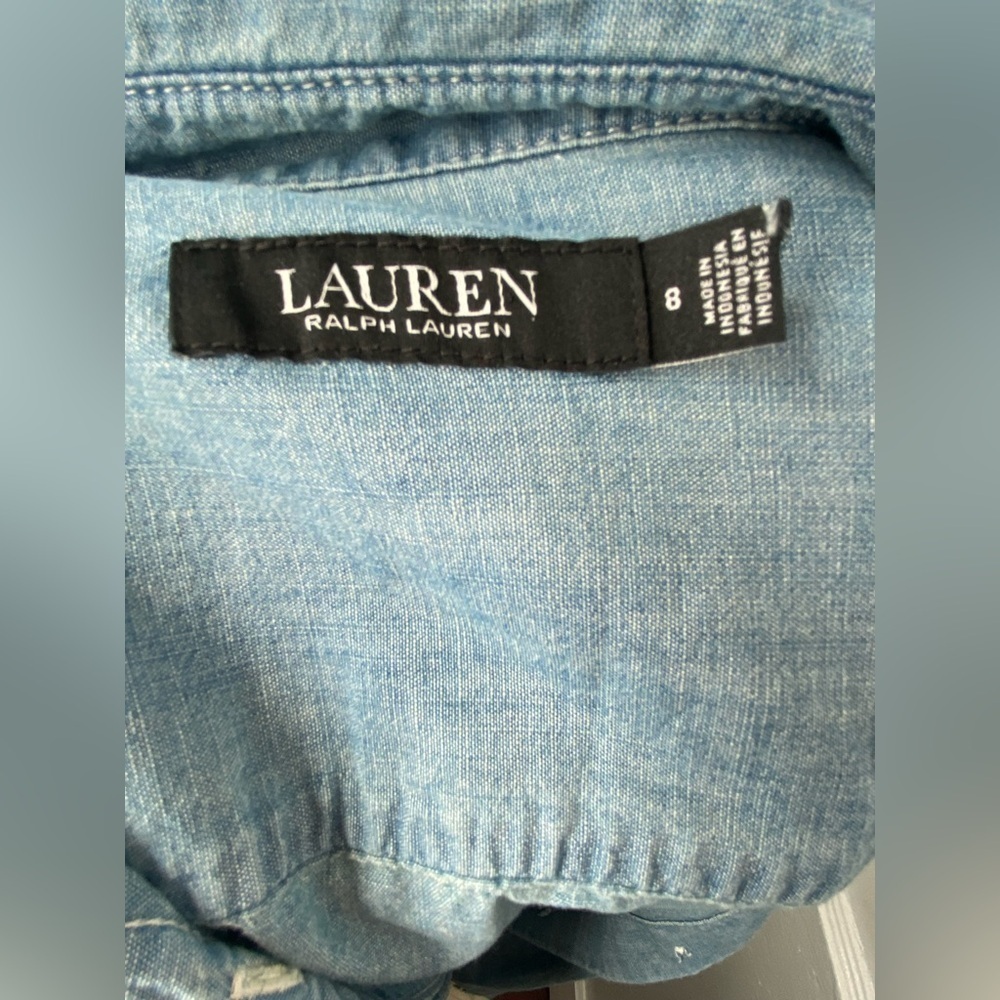 Lauren Ralph Lauren Chambray Short Sleeve Shirtdress 8 - Picture 5 of 8
